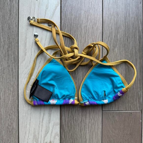 Multi coloured bikini top with tie - Picture 2 of 4